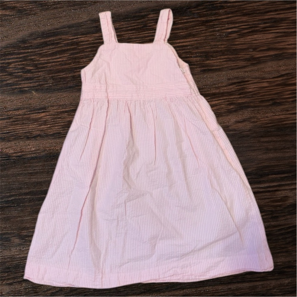 J. Khaki Kids Pink and White Stripped Seersucker Dress